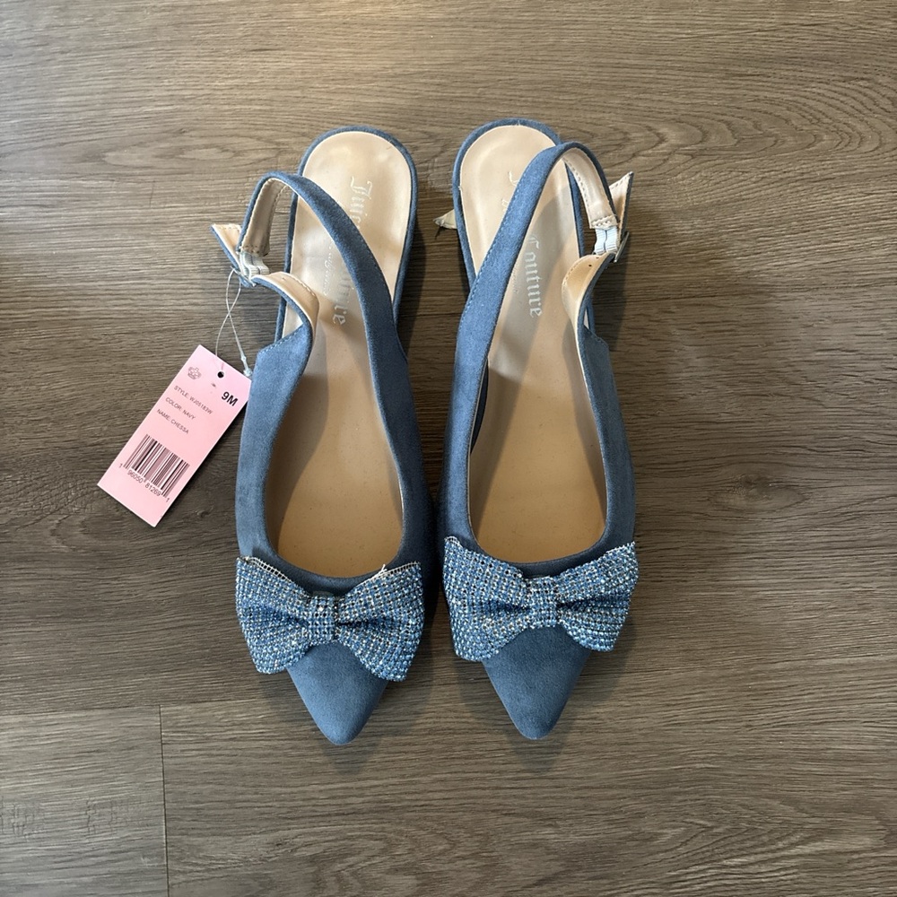 Juicy Couture Blue Heels with Bow Detail